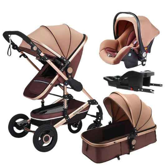 Cochecito de bebé multifuncional para recién nacido, cochecito de paisaje alto, cochecito de bebé 4 en 1 de doble cara con base de asiento de coche ISOFIX 739