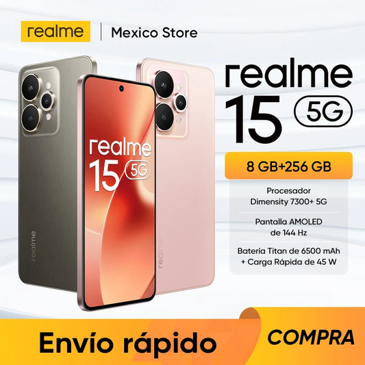 realme 15 5G Smartphone Dual 50MP Dual 4K - Front & Rear Dimensity 7300+ 5G Chipset 144Hz AMOLED Display 7000mAh Battery 80W Charge