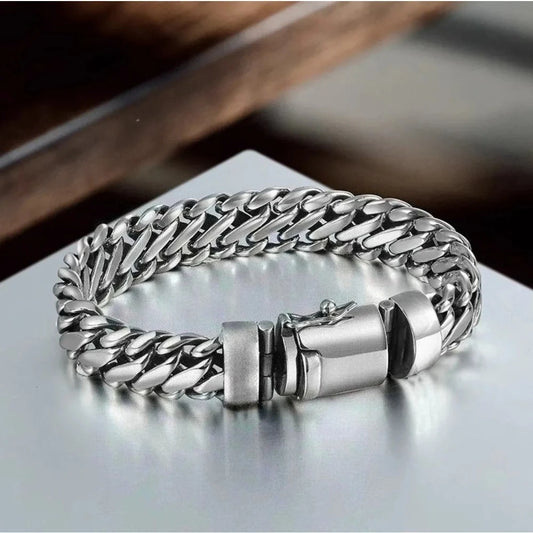 Brazalete Punk Minimalista de Plata Esterlina S925 – Joyería de Lujo Unisex