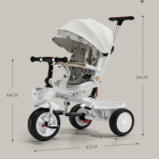 Trciclos de bebé, cochecito triciclo multifuncional 4 en 1 de alta calidad para niños de 2 a 4 años, regalos gratis para usted