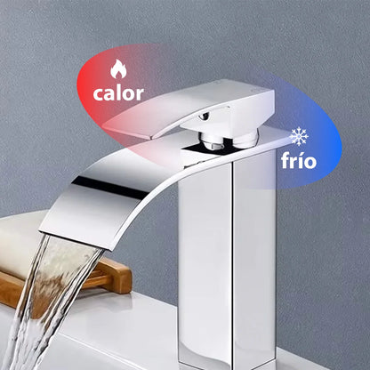 Bathroom and Kitchen Basin Faucets, Hot and Cold Water Waterfall Faucet, for Home Use, Curved Spout Sink Faucet, Faucet Accessories
