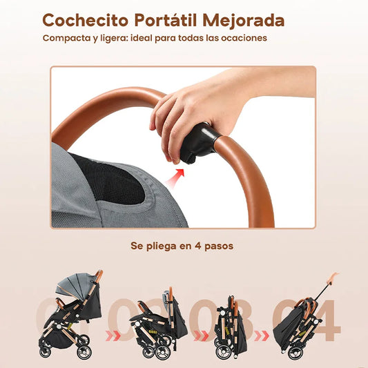 Hibobi Ominii Lightweight Baby Stroller with Two-Way Shock Absorption, One-Button Folding, Can Sit or Lie down