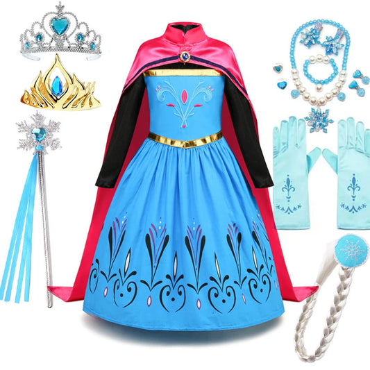 Disney niñas Reina de la nieve Elsa coronación vestido de princesa elegante ropa de fiesta niños carnaval Frozen Girl Cosplay princesa tela