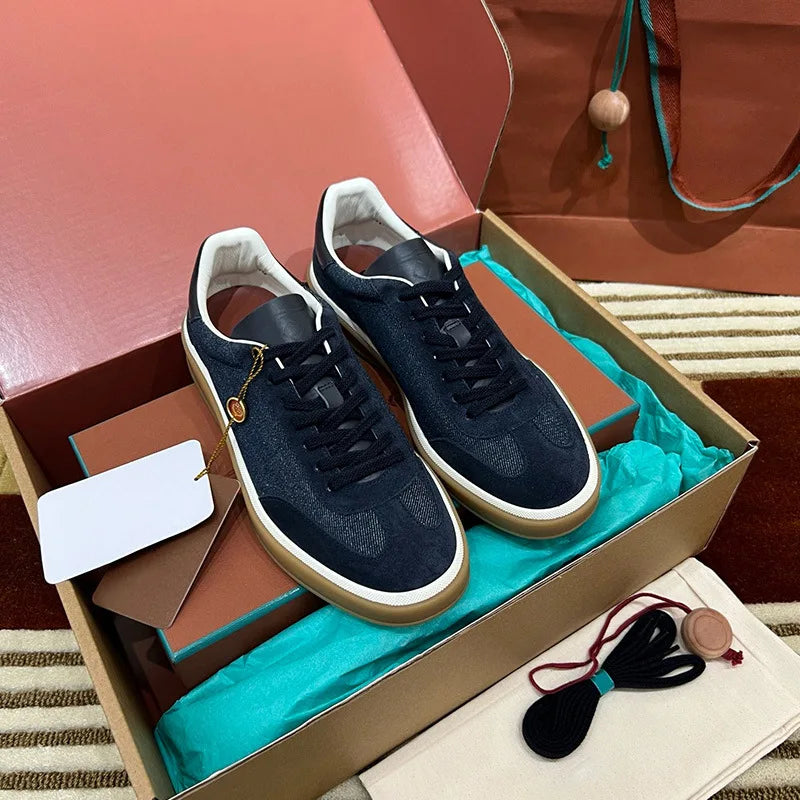 2025 nuevos zapatos de entrenamiento LP, zapatillas planas con cordones y punta redonda de cuero genuino, zapatillas blancas informales con estilo Unisex, estilo deportivo