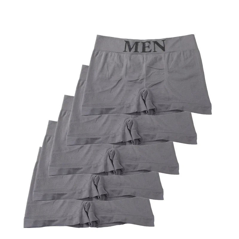 5 uds. Calzoncillos Boxer cómodos de Color liso elástico alto para hombre de estilo fino pantimedias transpirables