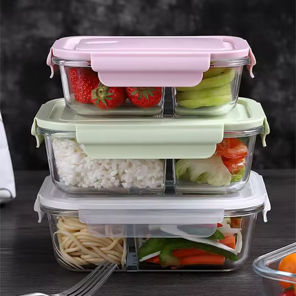 Fiambrera de vidrio sellada para mantenimiento fresco con tapa, caja de Picnic portátil para estudiantes, contenedor de comida especial calentado por microondas, caja Bento