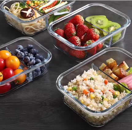 Fiambrera de vidrio sellada para mantenimiento fresco con tapa, caja de Picnic portátil para estudiantes, contenedor de comida especial calentado por microondas, caja Bento