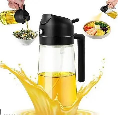 Botella dispensadora de aceite de 16oz para cocina, dispensador de aceite de oliva 2 en 1 y pulverizador de aceite, botella pulverizadora de aceite de oliva de 470ml para cocinar