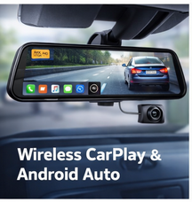 Acceo 4K Mirror Dash Cam Wireless CarPlay Android Auto Optional 1080P Rearview Camera 24H Parking Mode Loop Recording Car Camera