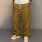 2025 Men's Stand Pocket Casual Straight Pants Plus SIze 3xl Mens Baggy Drawstring Trouser Male Ankle-Length Bottoms Khaki Yellow