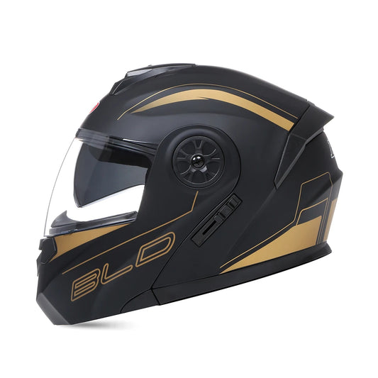 BLD Casco de Motocicleta Modular para Hombre y Mujer, Doble Lente, Abatible Hacia Arriba, Casco de Motocross de Alta Seguridad y Estilo Personalizado
