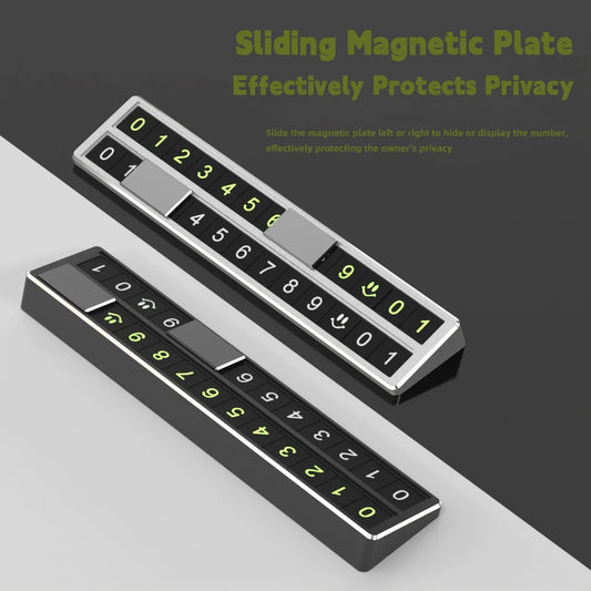 Alloy Car Temporary Parking Phone Number Plate Non-slip Contacts Dual Number Notice Hidden Display Magnet Character Card Panel