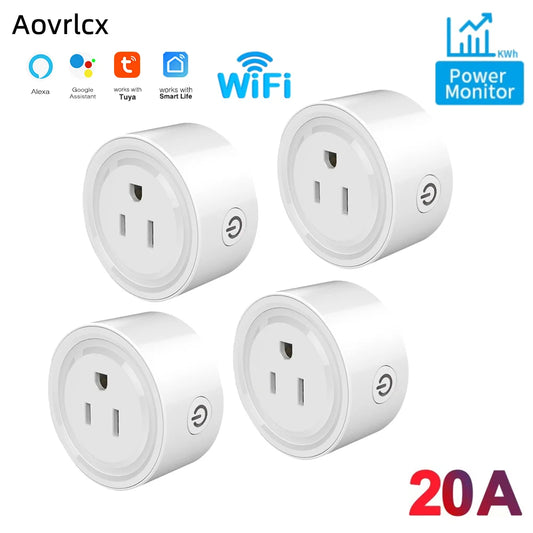 Enchufe Inteligente WiFi Tuya de 20A – Control de Voz y Monitoreo de Energía