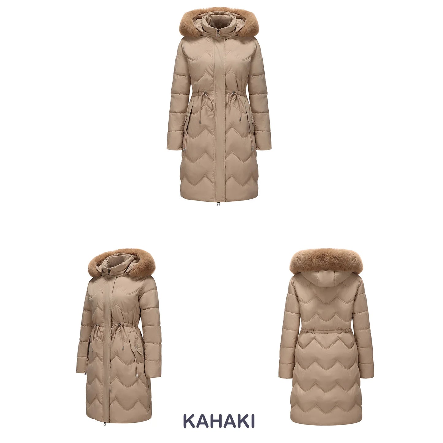 Abrigo largo con capucha estilo viajero rosa para mujer, parkas verde claro, chaqueta térmica negra con abrigo con cordón en la cintura.