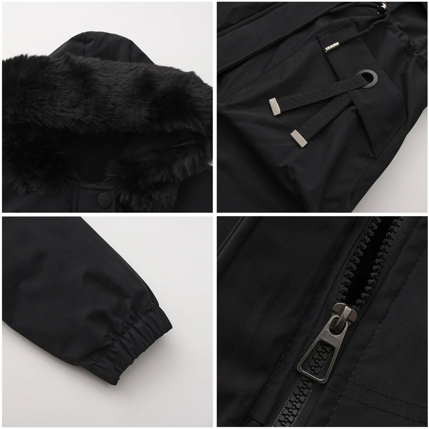 Abrigo de longitud media con capucha marrón oscuro para mujer recién llegado de invierno, chaqueta gruesa elegante y cálida. Parkas caqui, negro, azul y rosa.