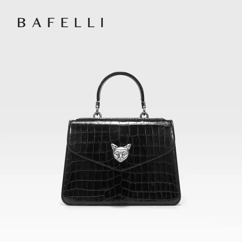 2025 BAFELLI CAT NUEVO bolso de moda de cuero con patrón de crujido para mujer, elegante bolso de negocios para mujer, bolso OL de marca de lujo