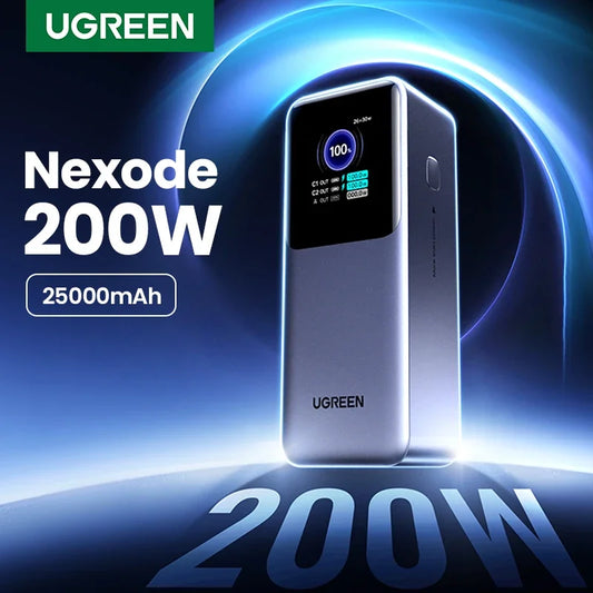 UGREEN Nexode 200W 25000mAh banco de energía portátil PD batería externa PowerBank para Macbook Pro para iPad estación de energía de carga rápida