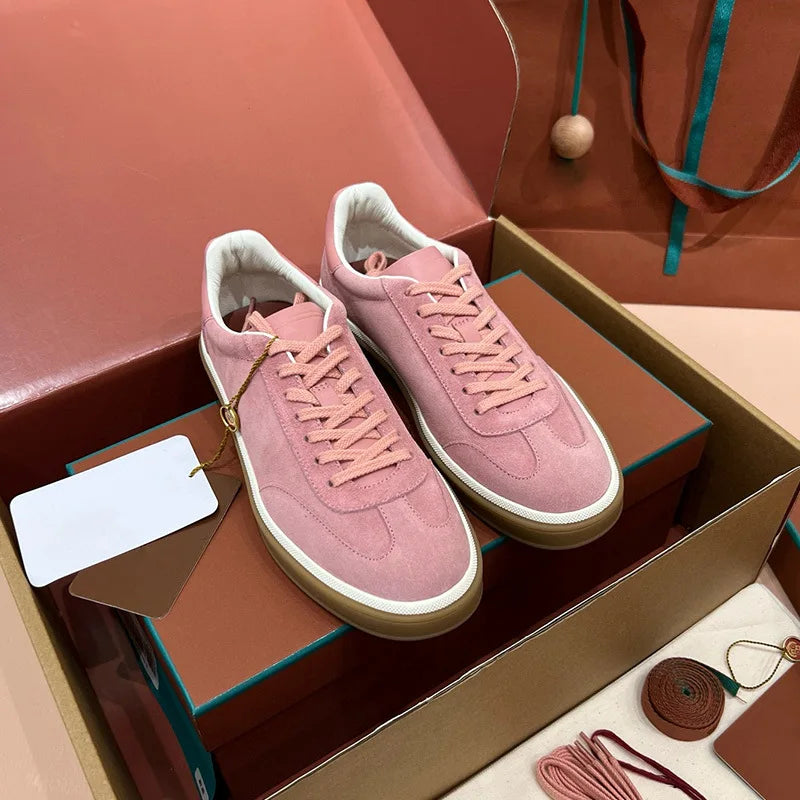 2025 nuevos zapatos de entrenamiento LP, zapatillas planas con cordones y punta redonda de cuero genuino, zapatillas blancas informales con estilo Unisex, estilo deportivo