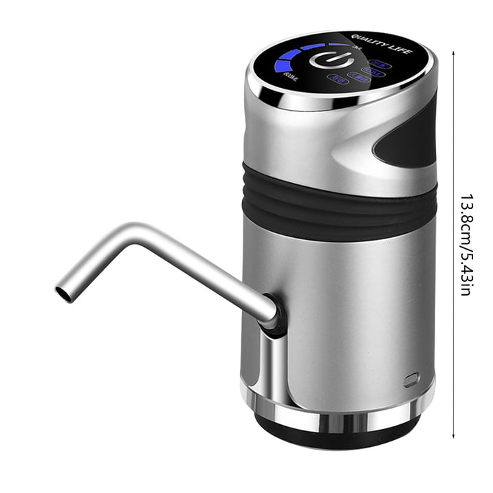 Dispensador automático de agua con bomba y carga USB, dispensador portátil de agua potable con diseño de doble bomba, batería de 500 mAh, capacidad de 5 galones, opciones en dorado y plateado.