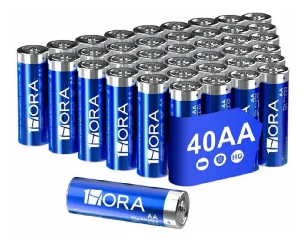 Pilas Alcalinas AA 1Hora – Pack de 40 Unidades