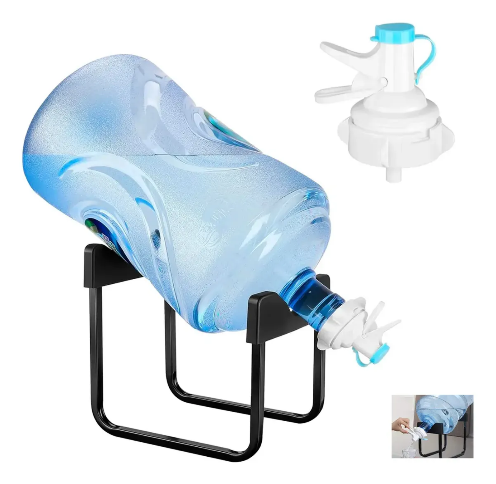 Soporte De Dispensador Agua Garrafon Metal Negro Con Válvula